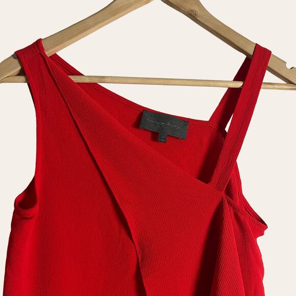 Anthropologie Sunday in Brooklyn Red Asymmetric Ruffled Sleeveless Top Size XS - Picture 2 of 6